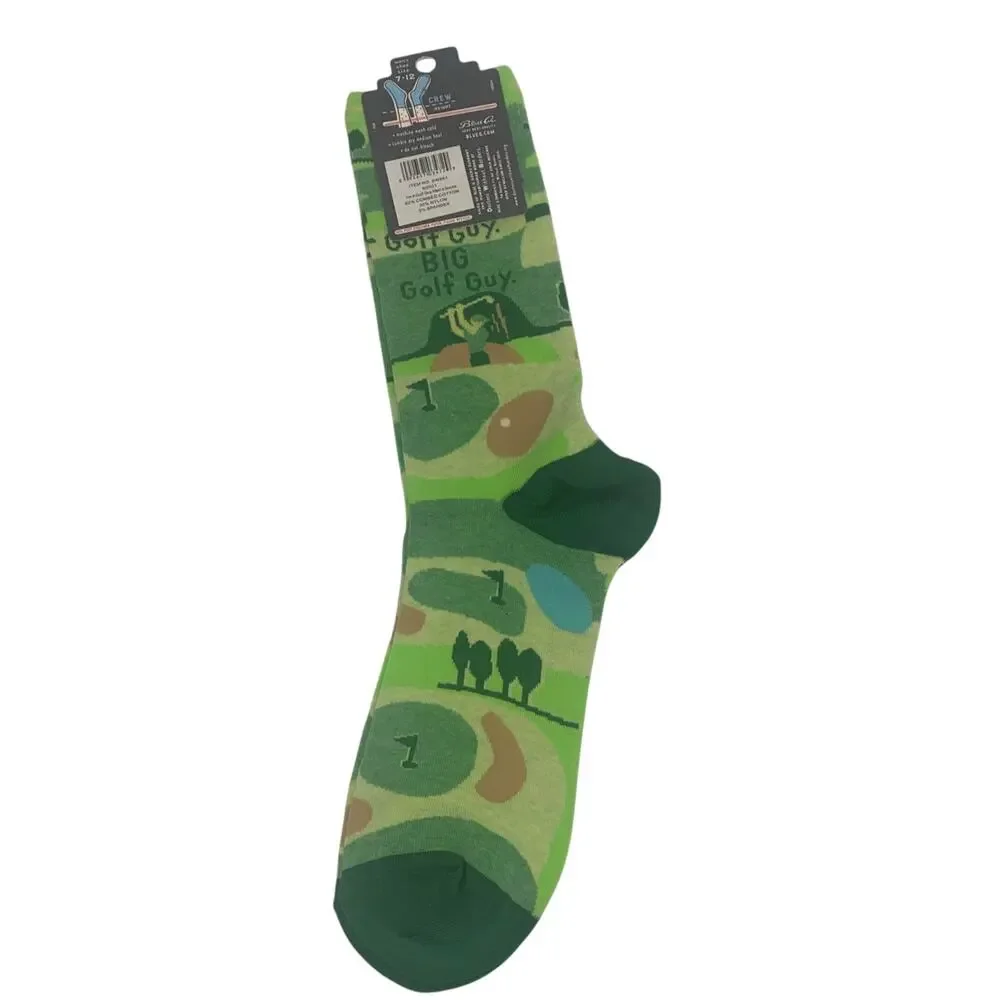 Blue Q Socks Men's Green Crew I'm A Big Golf Guy Size 7-12 New NWT